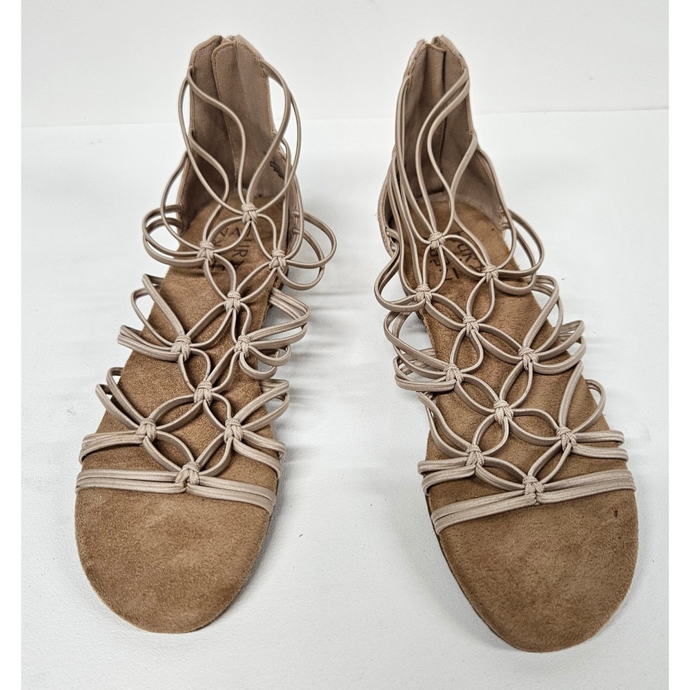 Naturalizer Renee Nude Beige Strappy Gladiator Wedge Sandals Womens 7M Back Zip